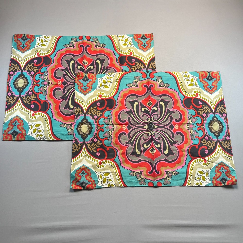 Set Of 2 Max Studio Bold Boho Floral Medallion Super Standard Pillow Shams Multi